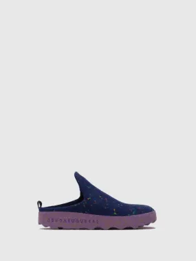 Round Toe Mules COME Navy