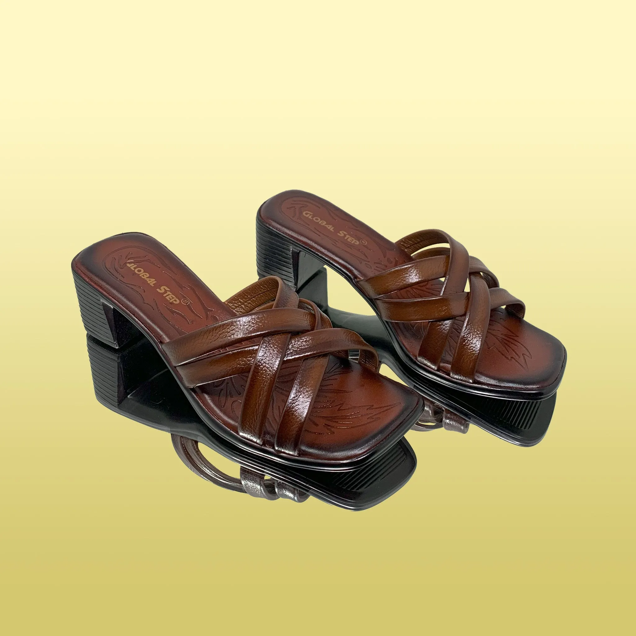 Rust Crisscross Heeled Sandals