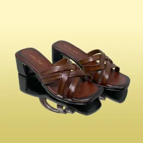 Rust Crisscross Heeled Sandals