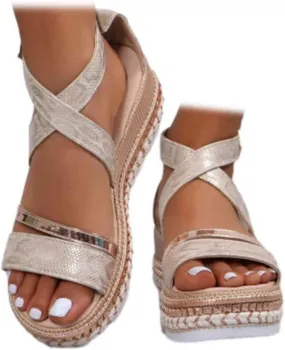 SACFOF Women's Platform Espadrilles Casual Ankle Strap Wedge Sandals Comfortable Dressy Open Toe Buckle Summer Shoes