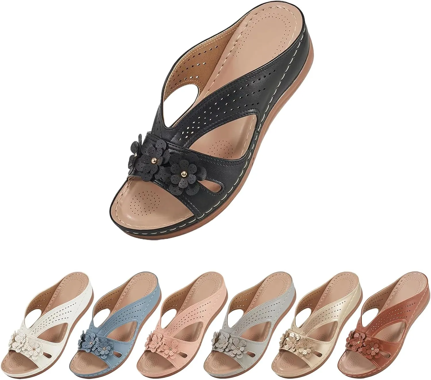 Sandals for Women Wedge Shoes Comfortable Dressy Slip On Lightweight Platform Slides Sandals