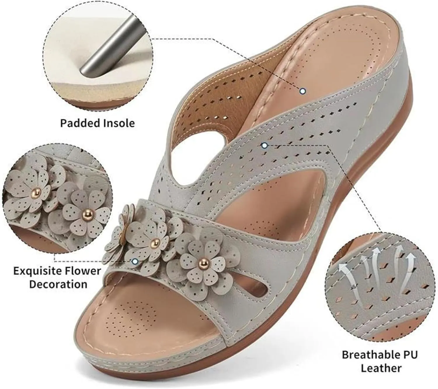 Sandals for Women Wedge Shoes Comfortable Dressy Slip On Lightweight Platform Slides Sandals