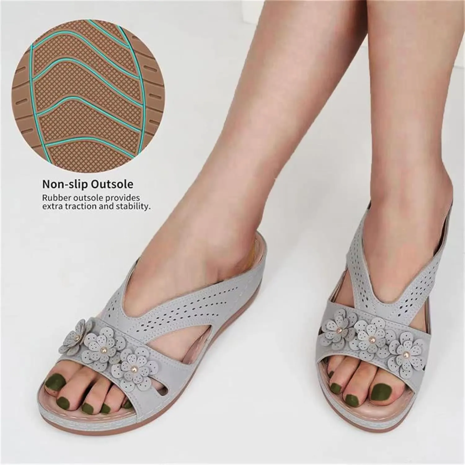 Sandals for Women Wedge Shoes Comfortable Dressy Slip On Lightweight Platform Slides Sandals