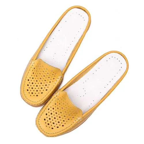Soft Hollow Out Round Toe Penny Loafers