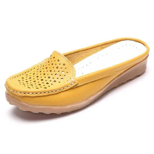 Soft Hollow Out Round Toe Penny Loafers