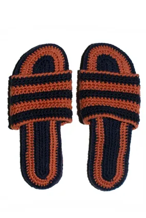 Terra & Navy Crochet Slides