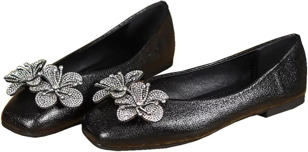TN TANGNEST Women's Elegant Fold Soft Diamond Floral Ballets Flats Slip on Dress Flat Shoes