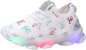 Toddler Sneaker with Lace-Up and Led Light Up Kids Girls Boys Outdoor Cozy Slip On Sport Shoes First Walking Shoes
