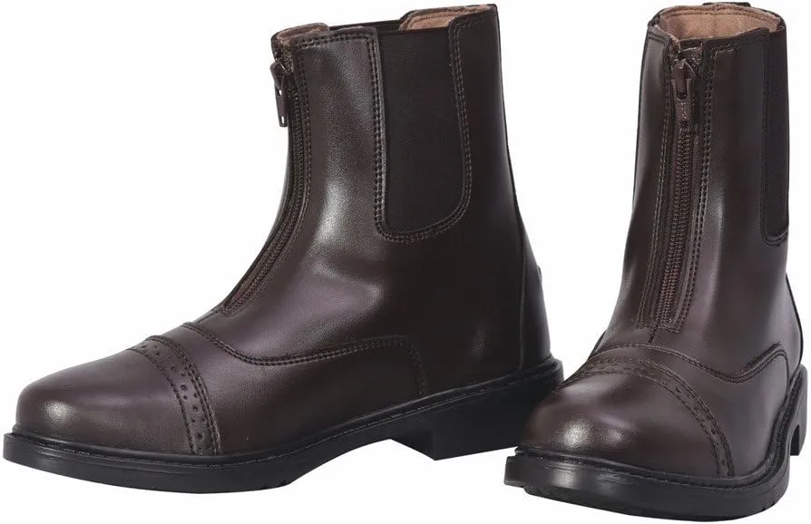 TuffRider Women's Starter Front Zip Paddock Boots with free Socks | Durable, Easy to Clean Water-Resistant Horse Riding Boots