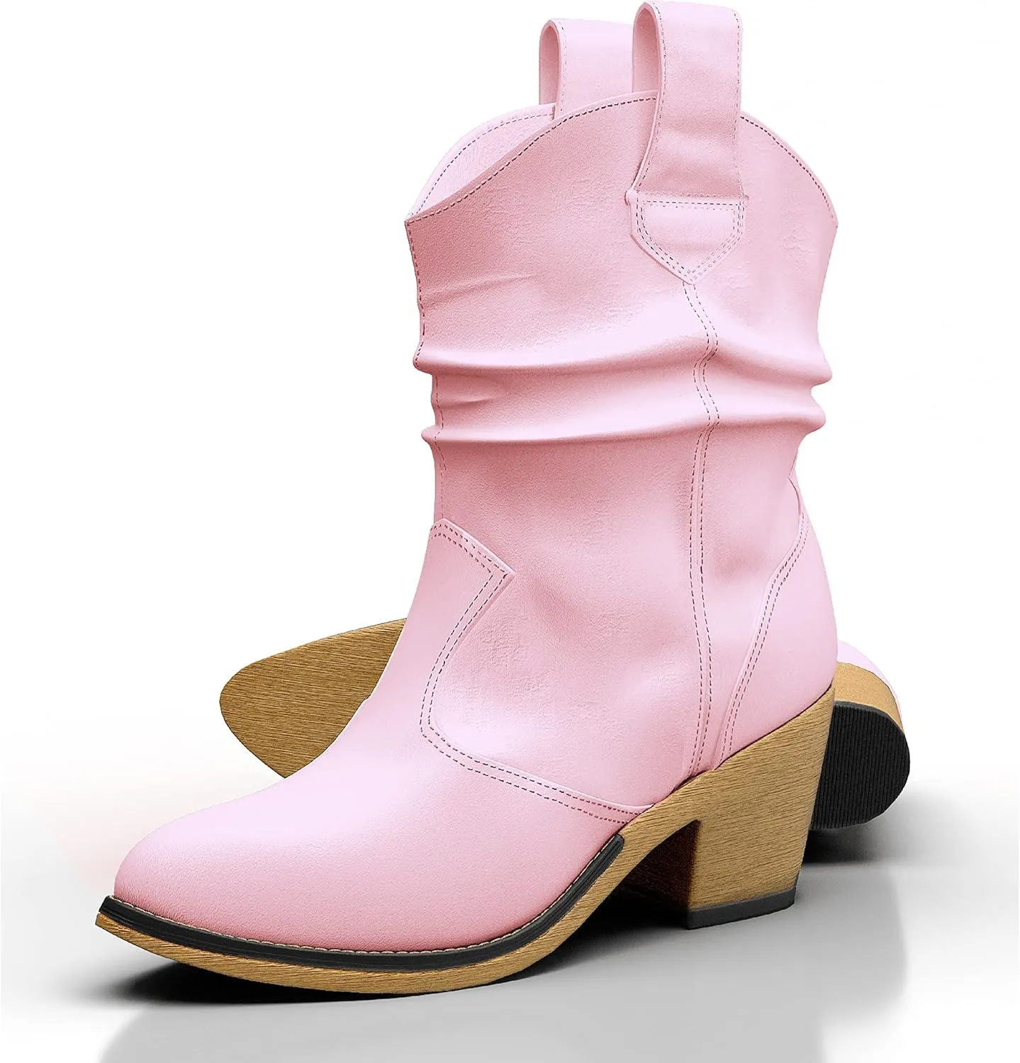 Western Cowboy Boots for Women - Durable Stack Heel and Ankle Style Cowgirl Boots - Comfortable Faux Leather Teen Girls & Women's Ankle Booties