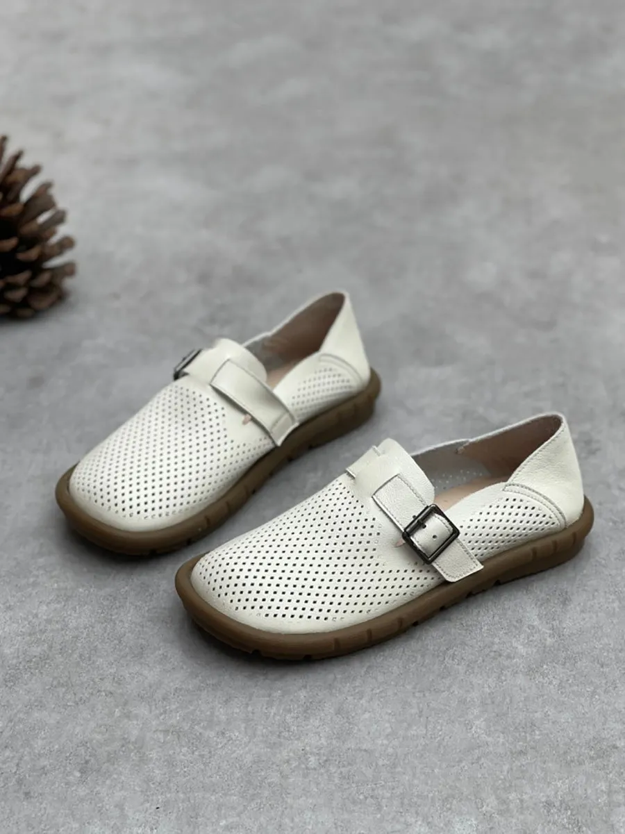 Women Summer Vintage Soft Leather Flat Shoes CC005
