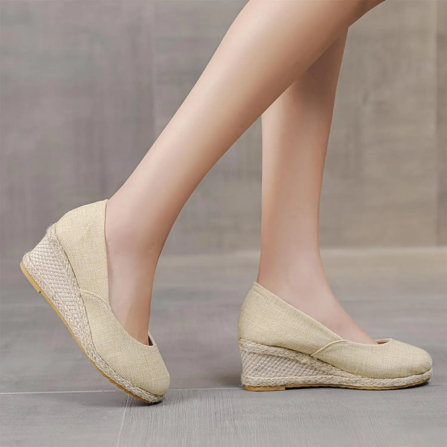 Women's Aurora Sandals Platform Espadrilles Wedge Slip On Pump Comfortable Closed Toe Sandals