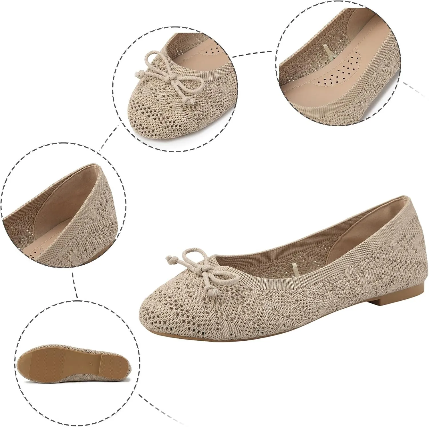 Women's Mesh Knit Flat Shoes Comfort Soft Slip On Ballet Flats Comfortable Dress Shoes Business Casual Shoe