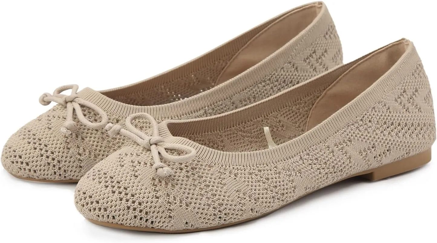 Women's Mesh Knit Flat Shoes Comfort Soft Slip On Ballet Flats Comfortable Dress Shoes Business Casual Shoe