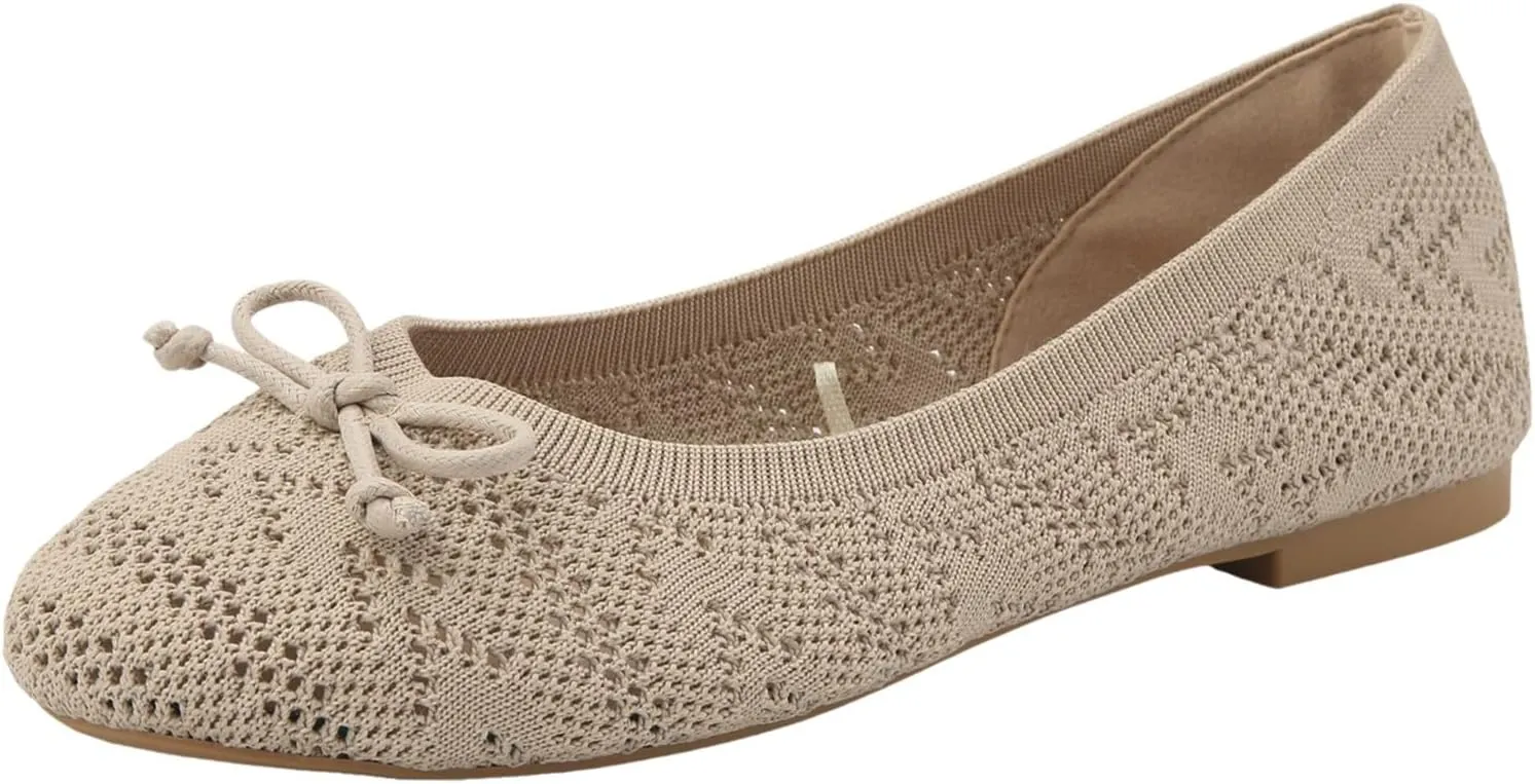 Women's Mesh Knit Flat Shoes Comfort Soft Slip On Ballet Flats Comfortable Dress Shoes Business Casual Shoe