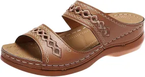Womens Orthopedic Sandals Support Flip Flops Slip On Wide Sandals Platform Summer Comfortable Walking Shoes