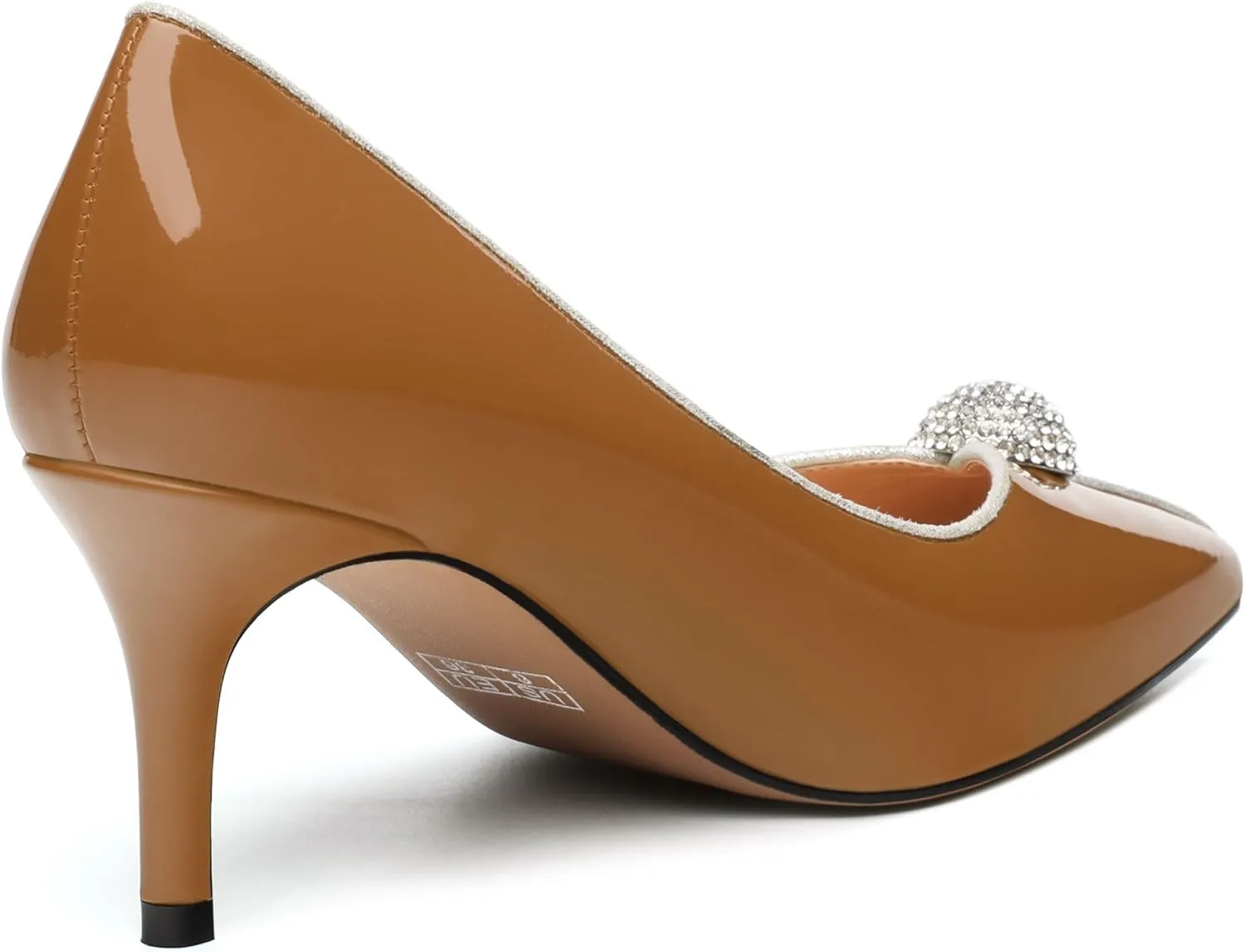 Women's Pointed Toe Heels for Women Stiletto Kitten Heel Slip-on Patent Pumps Elegant Dress Party Wedding Rhinestones Shoes 2.5 inch