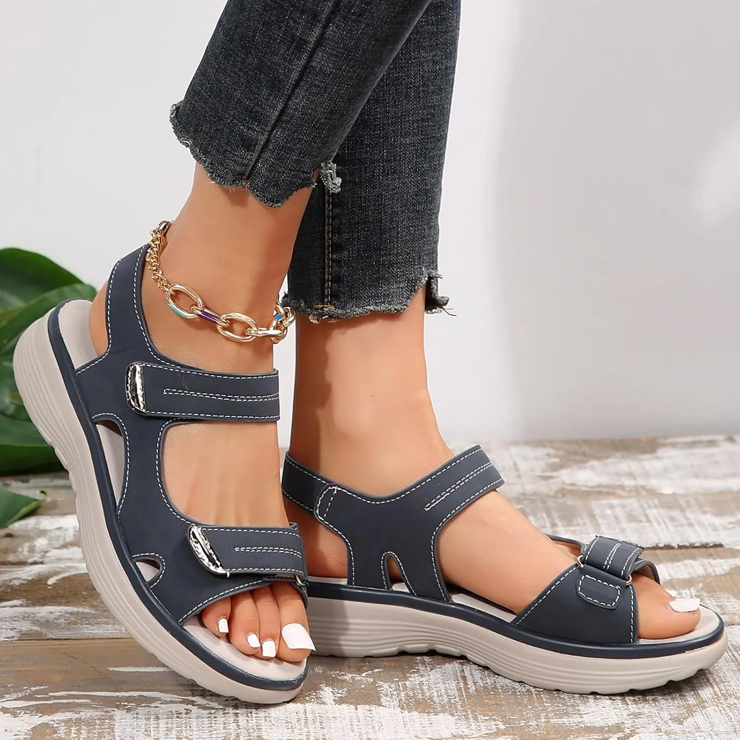 Womens sandals comfortable Summer Sport Sandals with Arch Support Comfortable Walking Ankle Strap Sandals