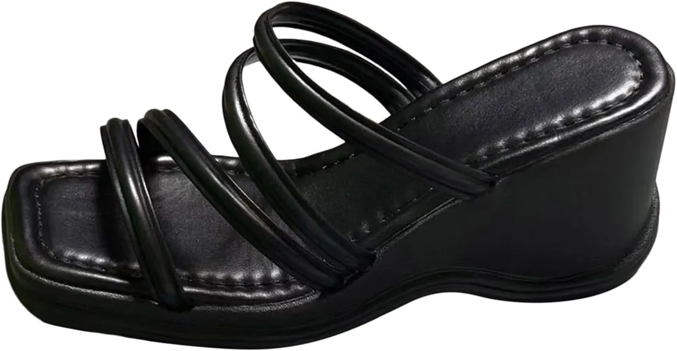 Women's Slip on Open Toe Slide Sandal Summer Beach Walking Cushion Sandals Breathable Casual Sandals