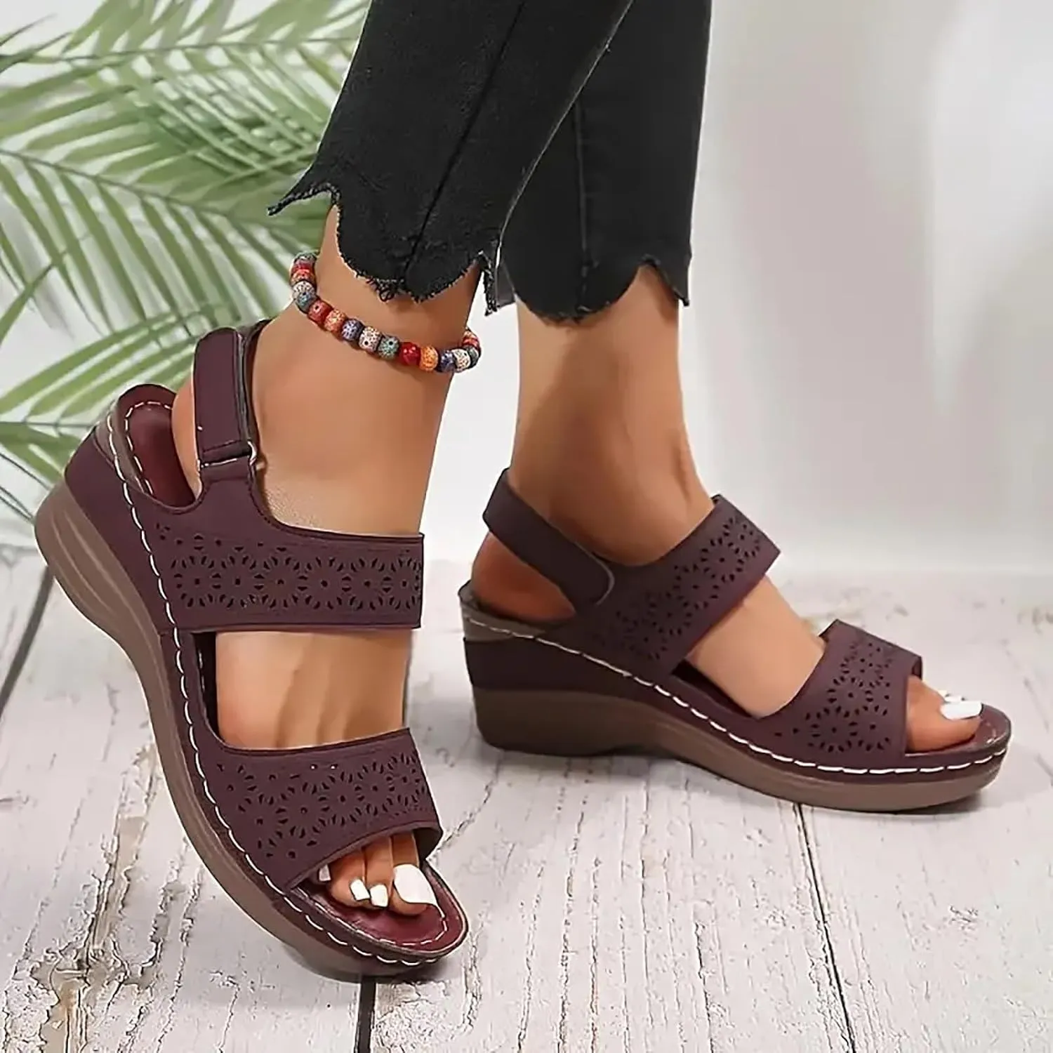 Women's Wedge Sandals Comfortable Dressy Arch Support Heel Sandal Walking Shoes Open Toe Sandals