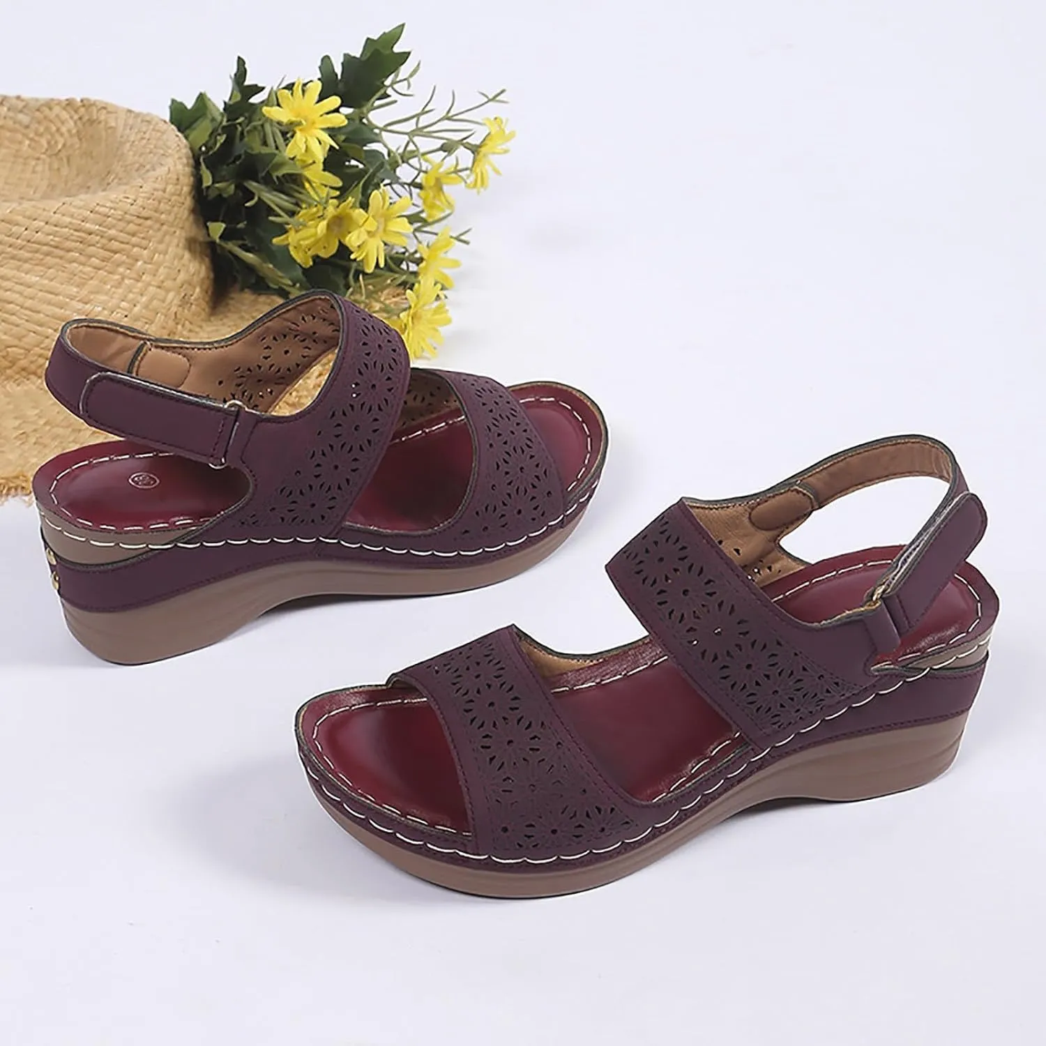 Women's Wedge Sandals Comfortable Dressy Arch Support Heel Sandal Walking Shoes Open Toe Sandals